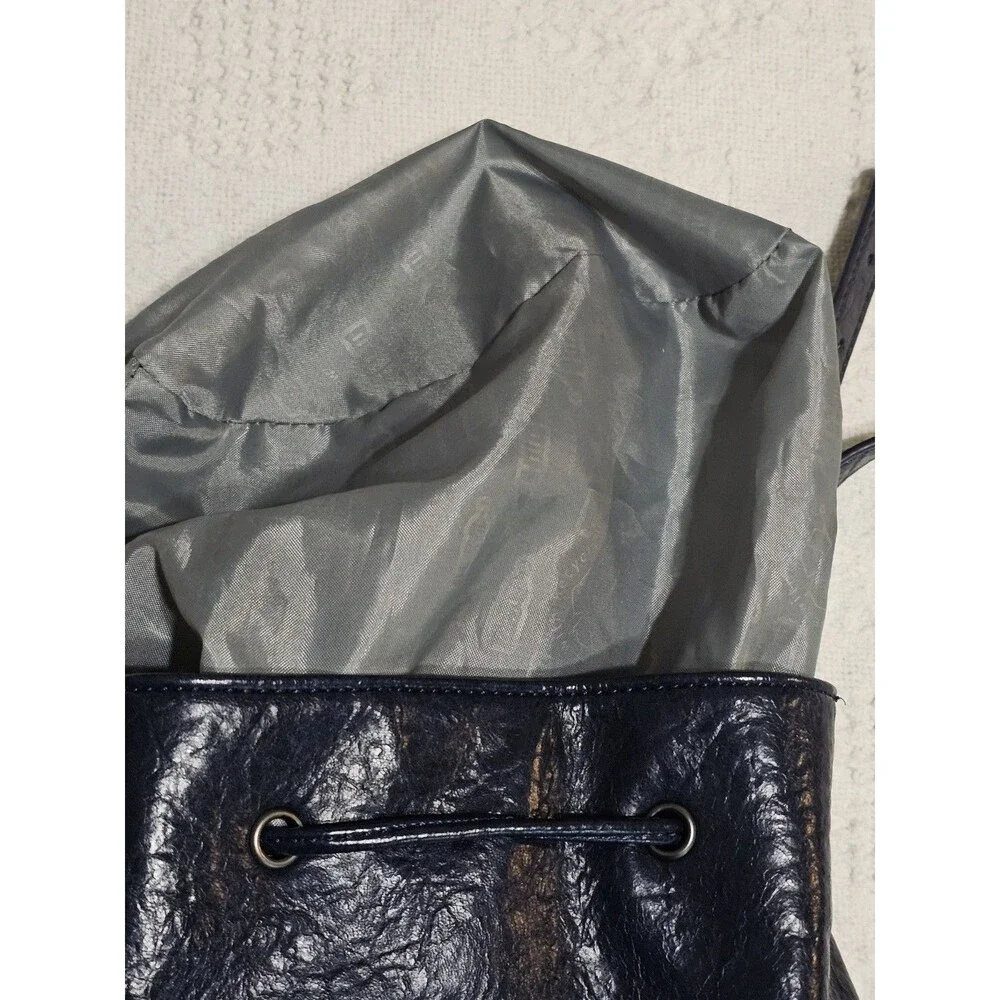 Pixie Mood Bag Textured orcrinkled vegan leather navy cord adjustable shoulder